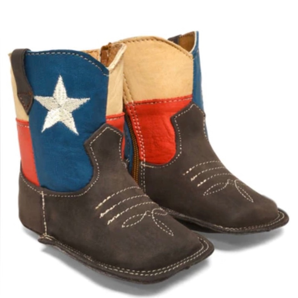 Texas WESTERN LEATHER INFANT BABY BOOTS LONE STAR